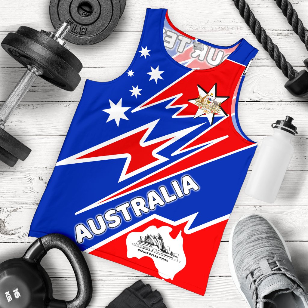 (Custom) Men's Tank Top - Australia Flag Color And Coat Of - Vibe Hoodie Shop