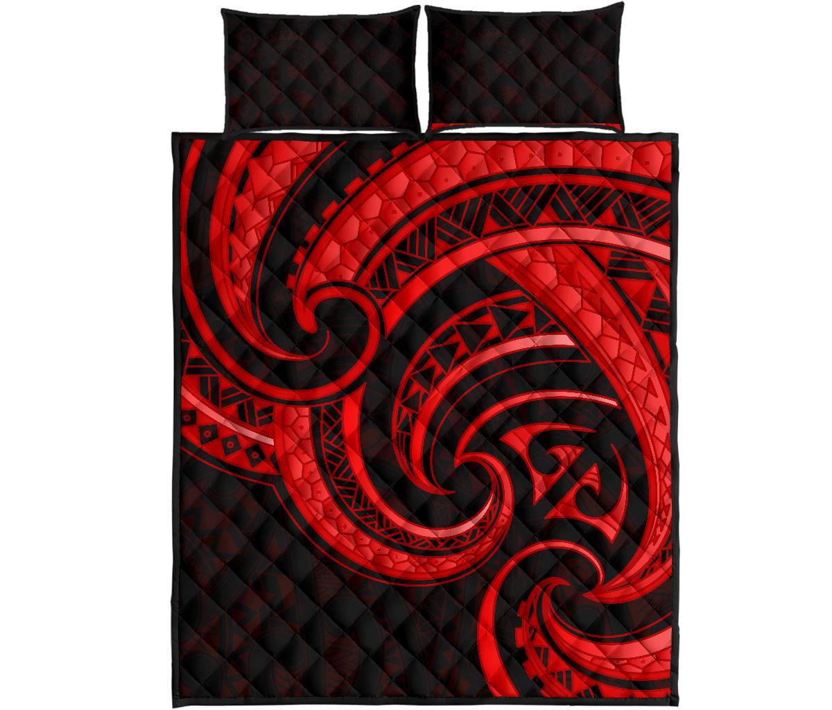 New Zealand Maori Mangopare Quilt Bed Set Polynesian - Red - Vibe Hoodie Shop