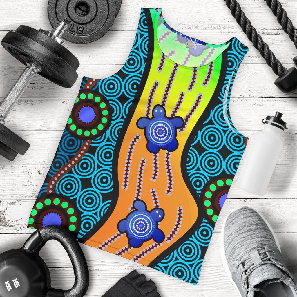 Men's Tank Top - Aboriginal Turtle - Vibe Hoodie Shop