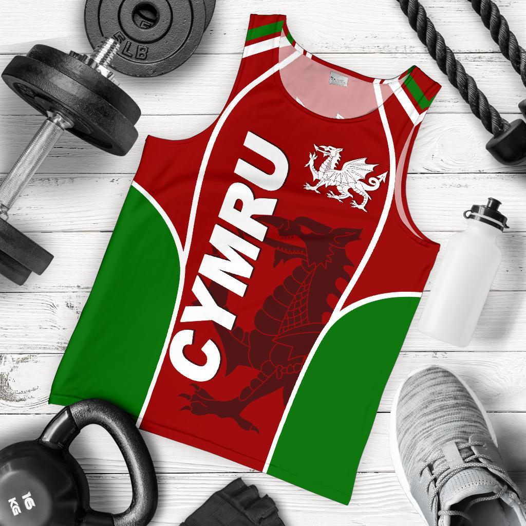 Wales Men's Tank Top - Cymru Red Dragon - Vibe Hoodie Shop