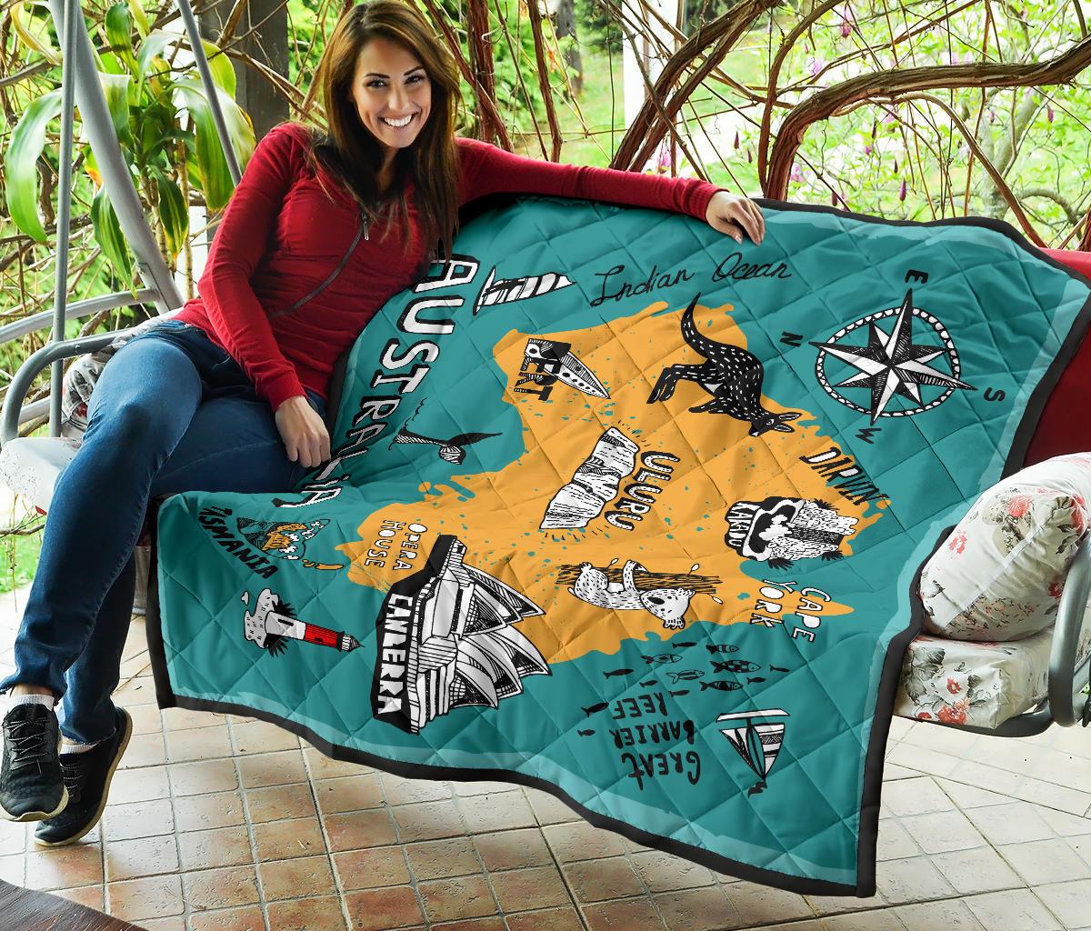 Premium Quilts - Australia Map Coverlets Famous Symbol - Vibe Hoodie Shop