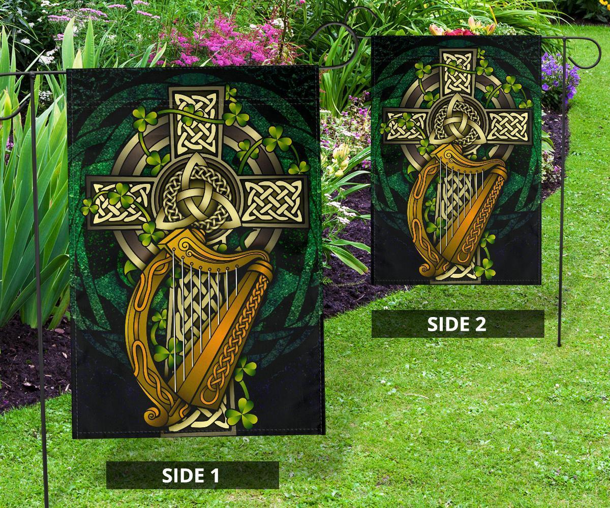 Ireland Celtic Flag - Ireland Coat Of Arms with Celtic Cross - Vibe Hoodie Shop