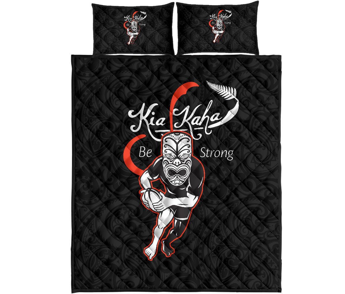 Rugby Kia Kaha Be Strong New Zealand Quilt Bed Set - Black Version 2 - Vibe Hoodie Shop