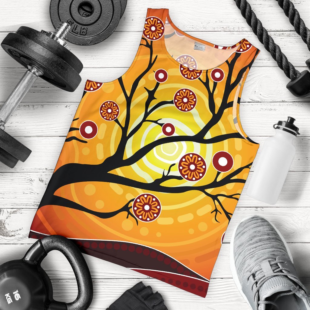 Aboriginal Men's Tank Top - Tree In Spring Season - Vibe Hoodie Shop