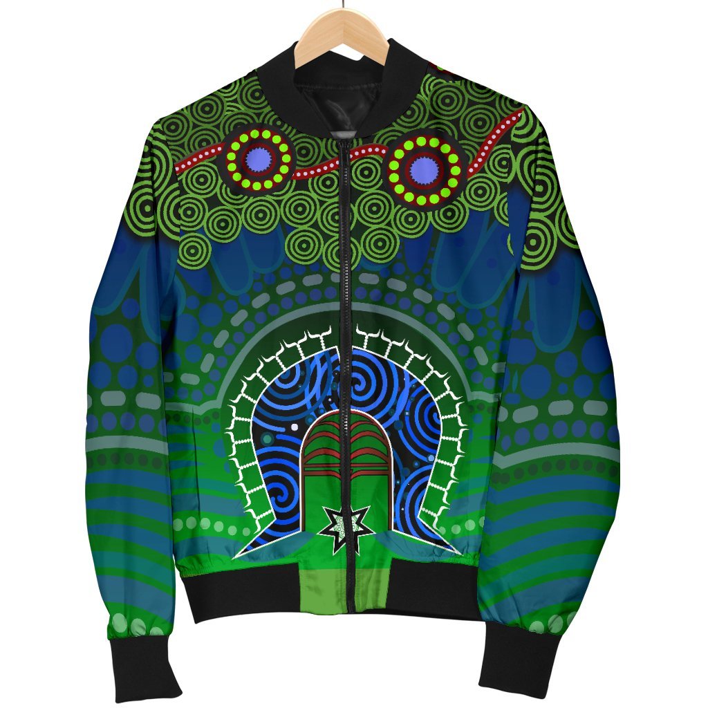 Torres Strait Women's Bomber Jacket - Dhari And Dot Patterns - Vibe Hoodie Shop