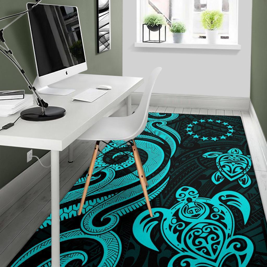 Cook Islands Area Rug - Turquoise Tentacle Turtle - Vibe Hoodie Shop