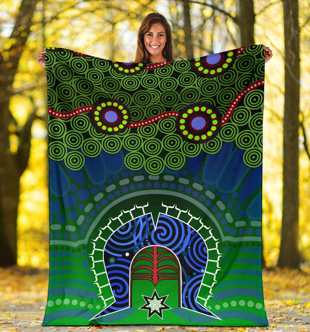 Torres Strait Premium Blanket - Dhari And Dot Patterns - Vibe Hoodie Shop