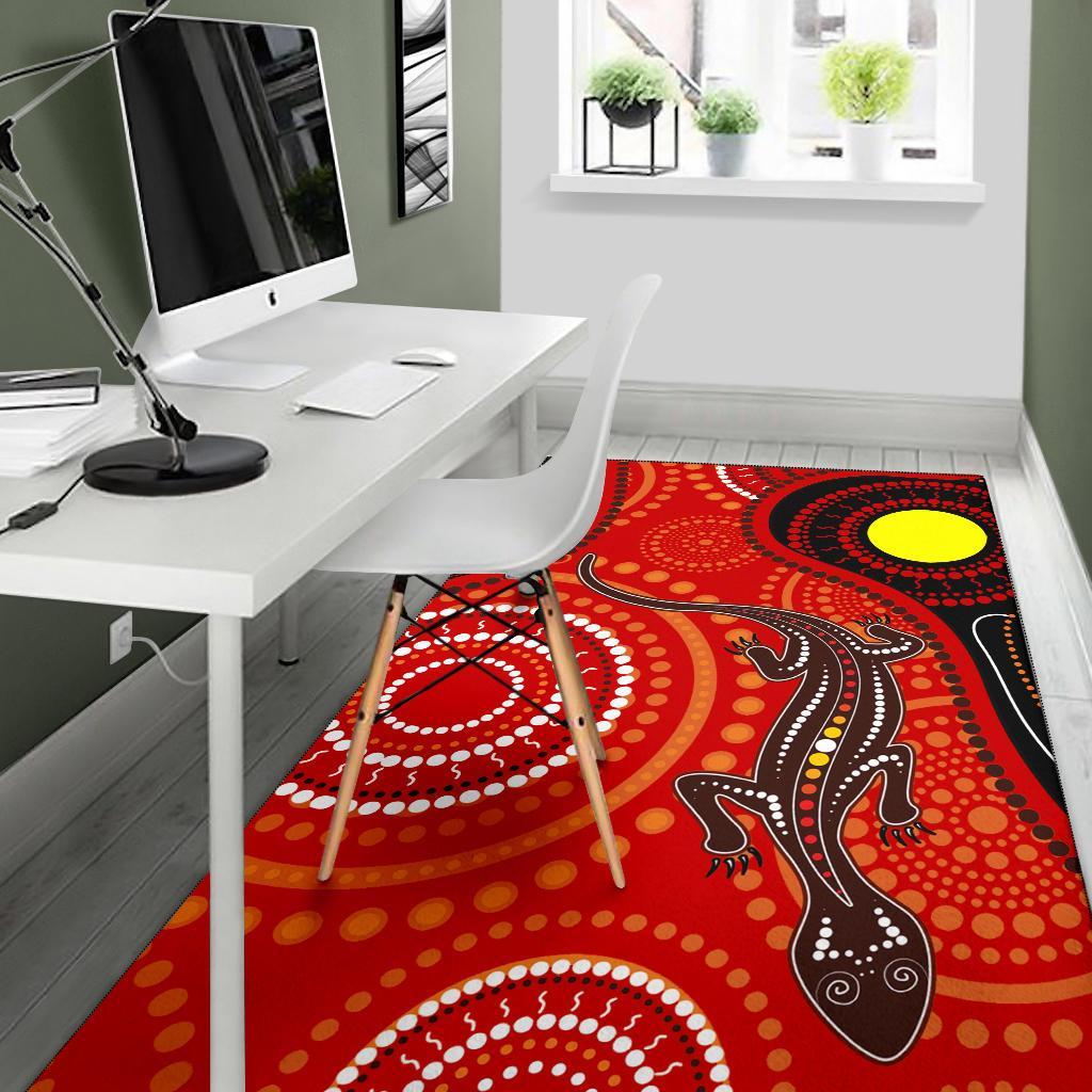 Aboriginal Area Rug - Australia Lizard Dot Painting Art - Vibe Hoodie Shop