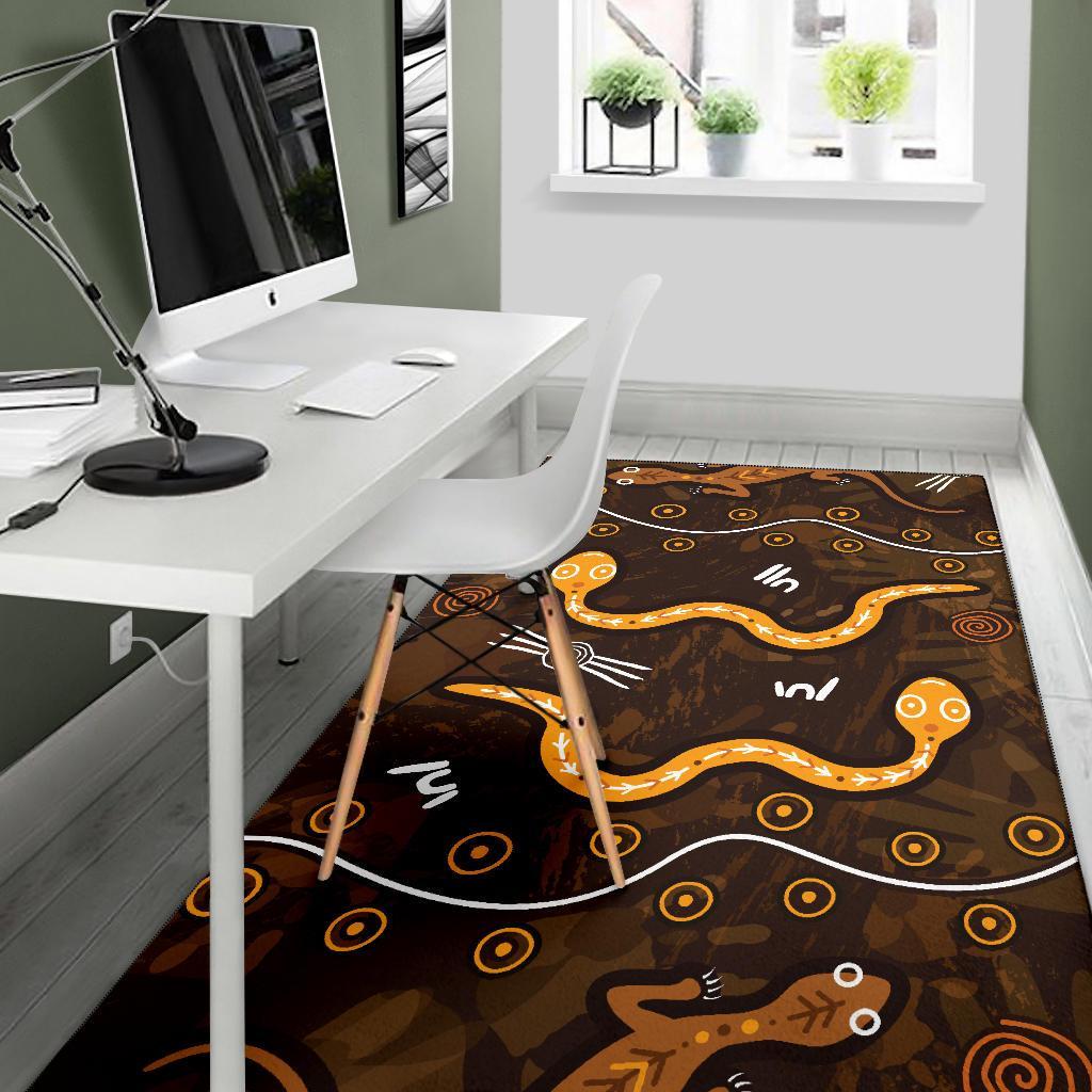 Aboriginal Area Rug - Indigenous Snake Hand Brown Color - Vibe Hoodie Shop