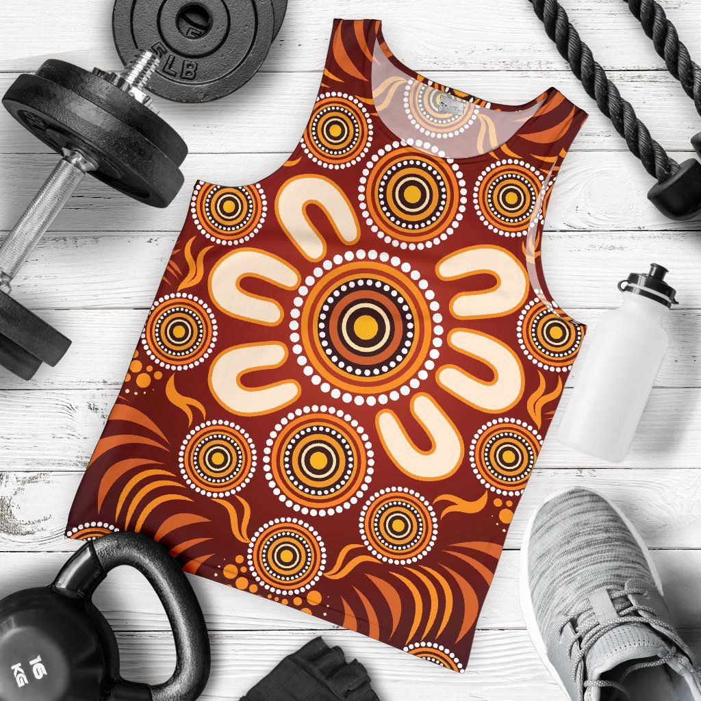 Aboriginal Men's Tank Top - Circle Flowers Patterns Ver03 - Vibe Hoodie Shop