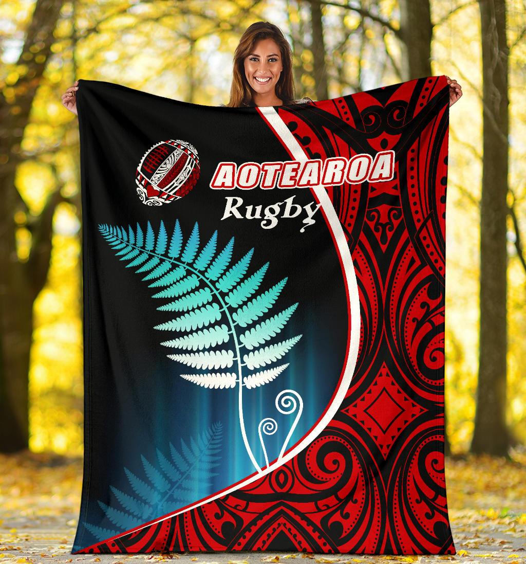 Aotearoa Rugby Black Maori Premium Blanket Kiwi and Silver Fern New Zealand - Vibe Hoodie Shop