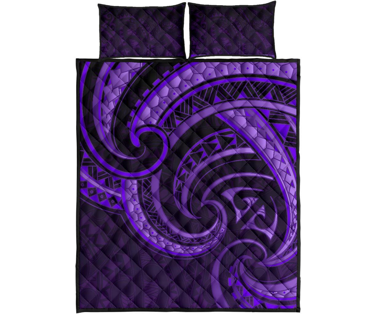 New Zealand Maori Mangopare Quilt Bed Set Polynesian - Purple - Vibe Hoodie Shop