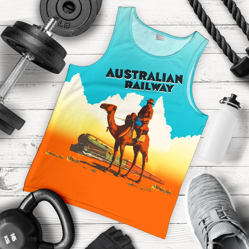 Men Tank Top - Camel Mens Tank Australian Railway - Vibe Hoodie Shop