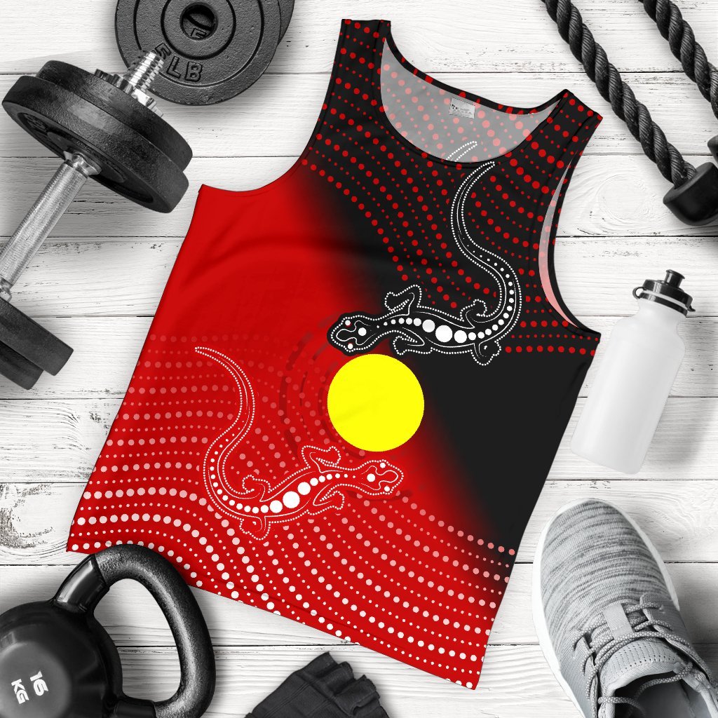 Aboriginal Men's Tank Top - Two Indigenous Lizard - Vibe Hoodie Shop