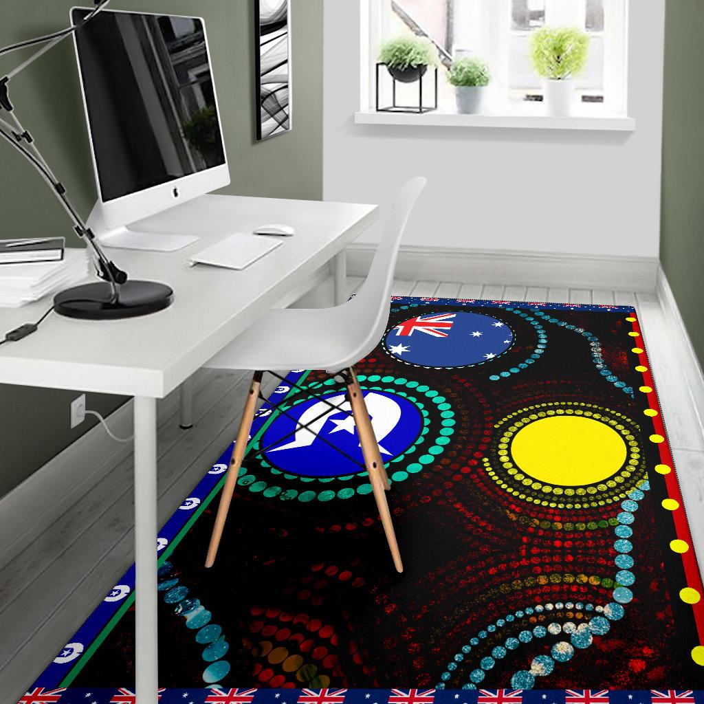 Area Rug - Aboriginal Dot Patterns and Flag - Vibe Hoodie Shop