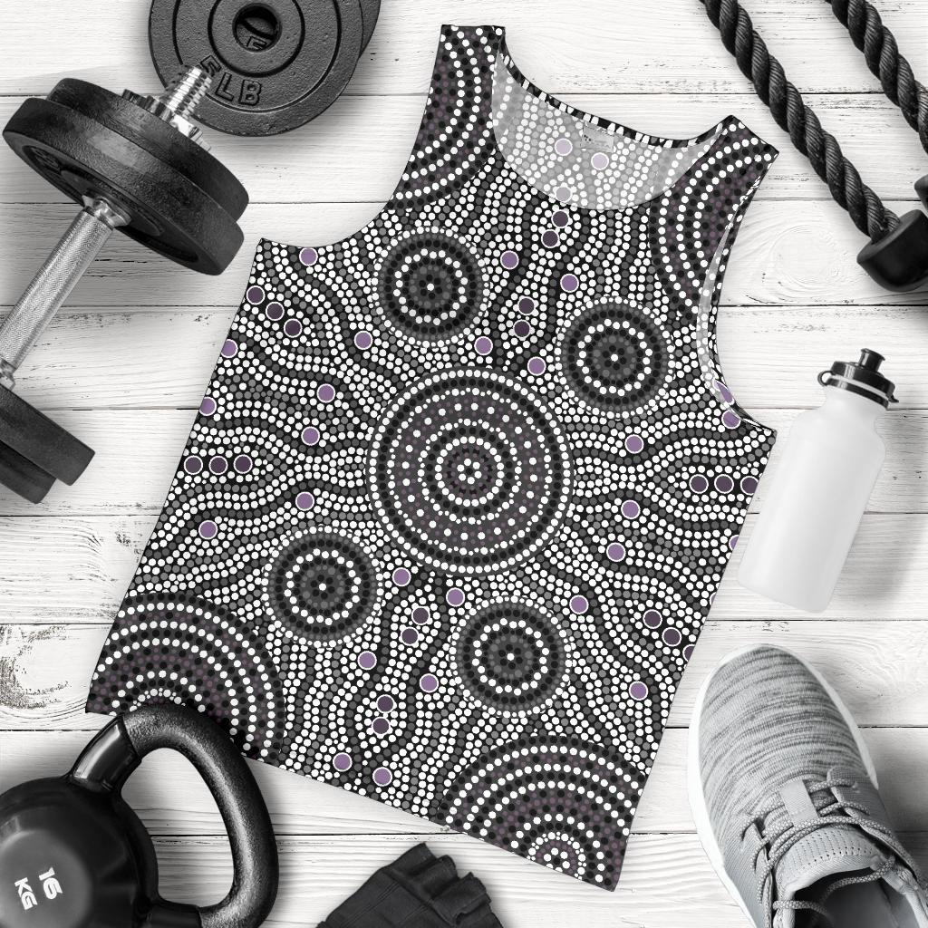 Men Tank Top - Aboriginal Dot Painting Mens Tank Ver04 - Vibe Hoodie Shop