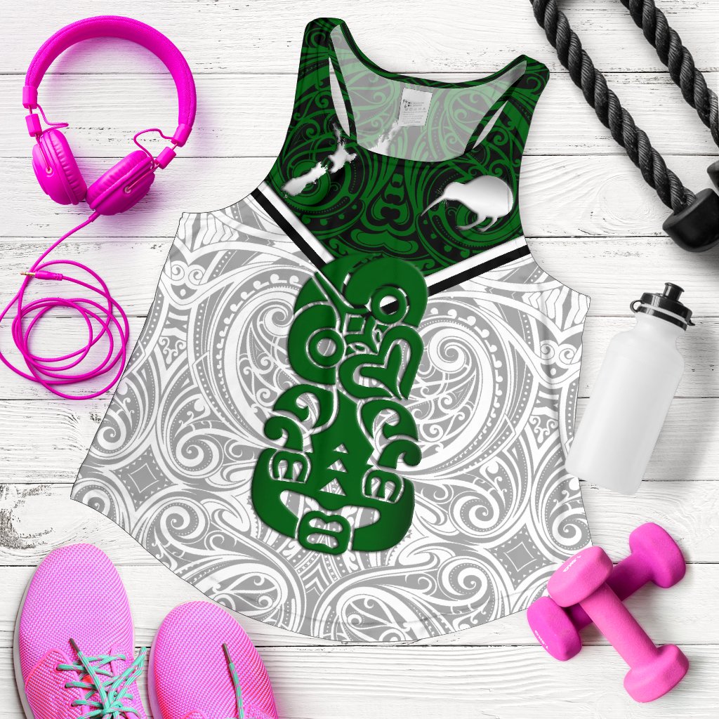 New Zealand Maori Rugby Women Racerback Tank Pride Version - White - Vibe Hoodie Shop