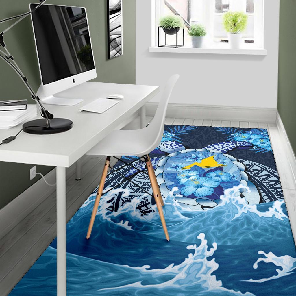 Tokelau Polynesian Sea Turtle Hibiscus Area Rug - Vibe Hoodie Shop