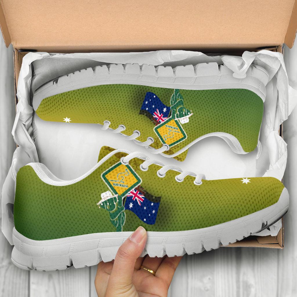 Sneakers - Aus Flag and Coat Of Arms Shoes Kangaroo and Koala Sign - Vibe Hoodie Shop