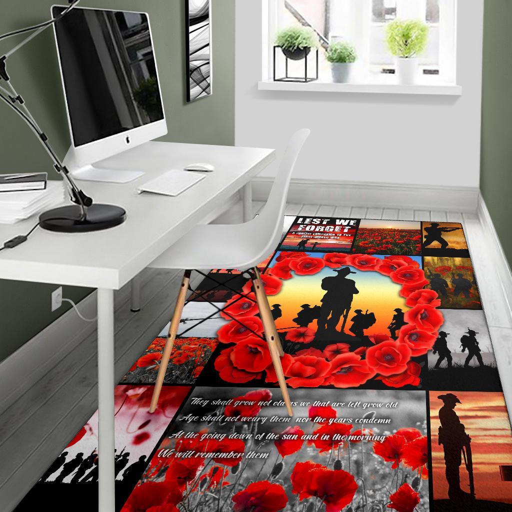 ANZAC Area Rug - Always Remember Australia's Soldiers - Vibe Hoodie Shop