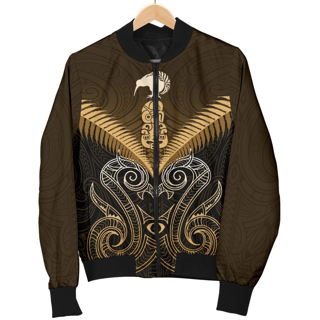 Maori Manaia New Zealand Women Bomber Jacket Gold - Vibe Hoodie Shop