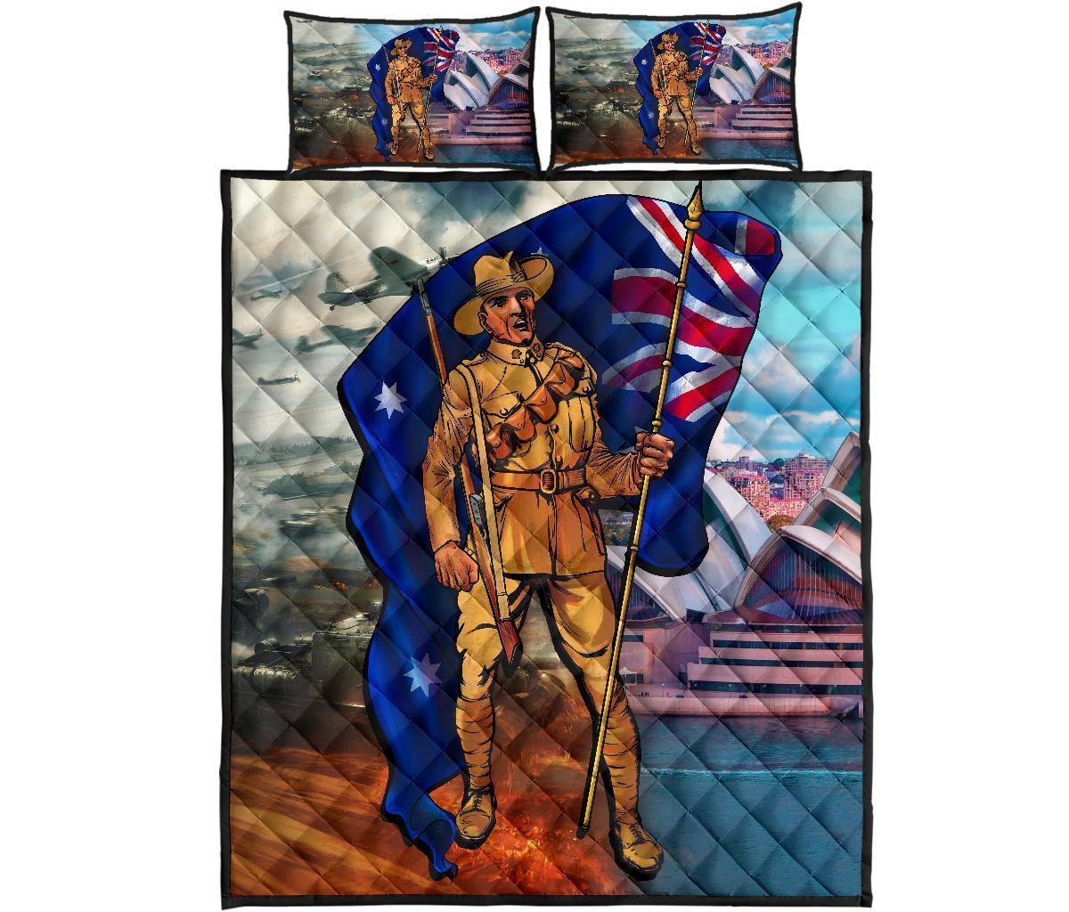 ANZAC Quilt Bed Set - Australian Soldier - Vibe Hoodie Shop