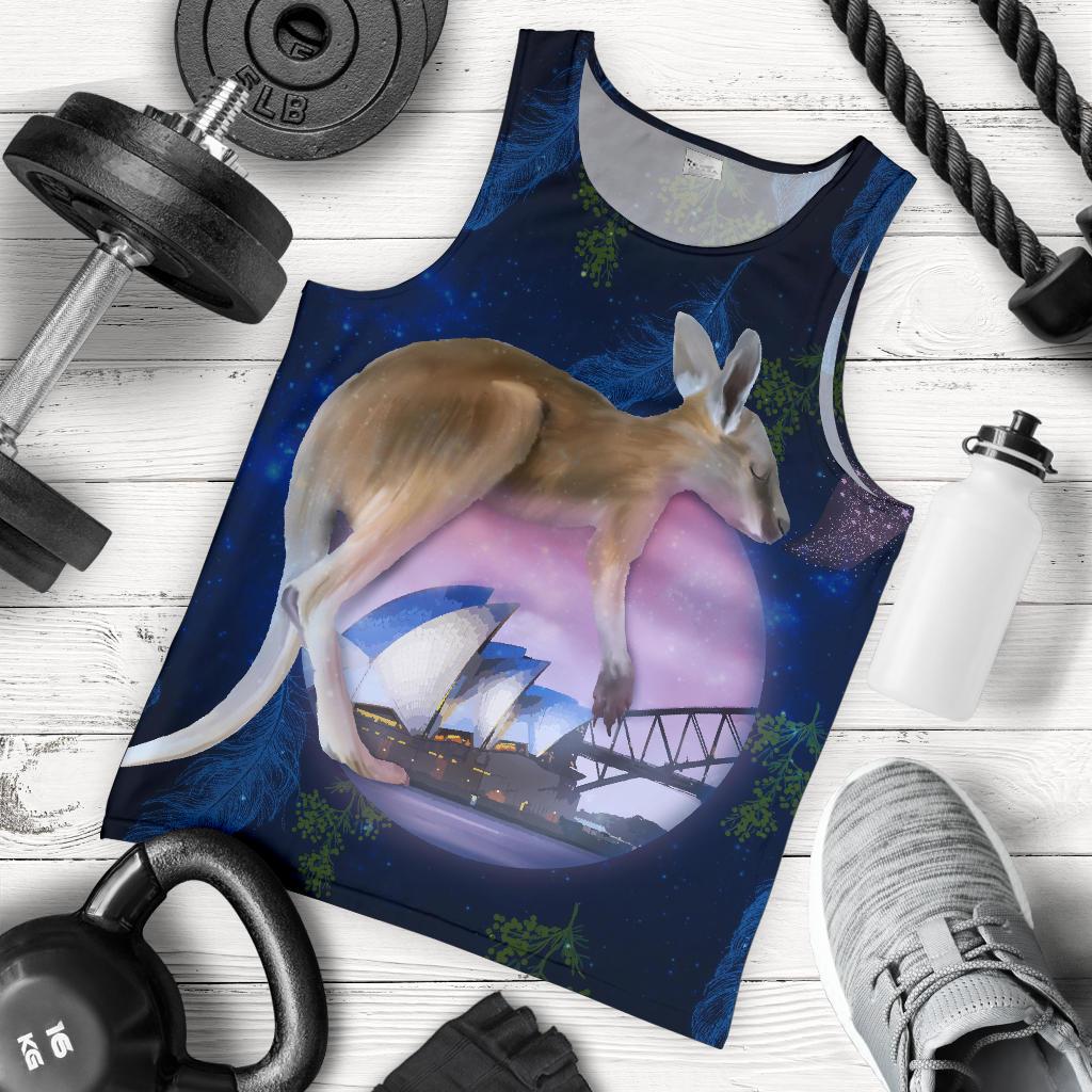 Men Tank Top - Kangaroo Mens Tank Dream Sydney Opera - Vibe Hoodie Shop