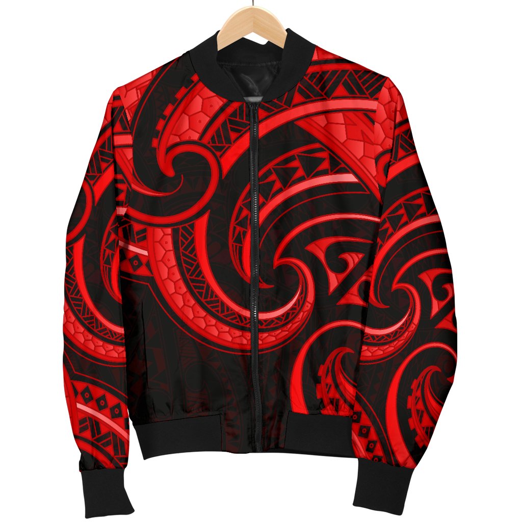 New Zealand Maori Mangopare Men Bomber Jacket Polynesian - Red - Vibe Hoodie Shop