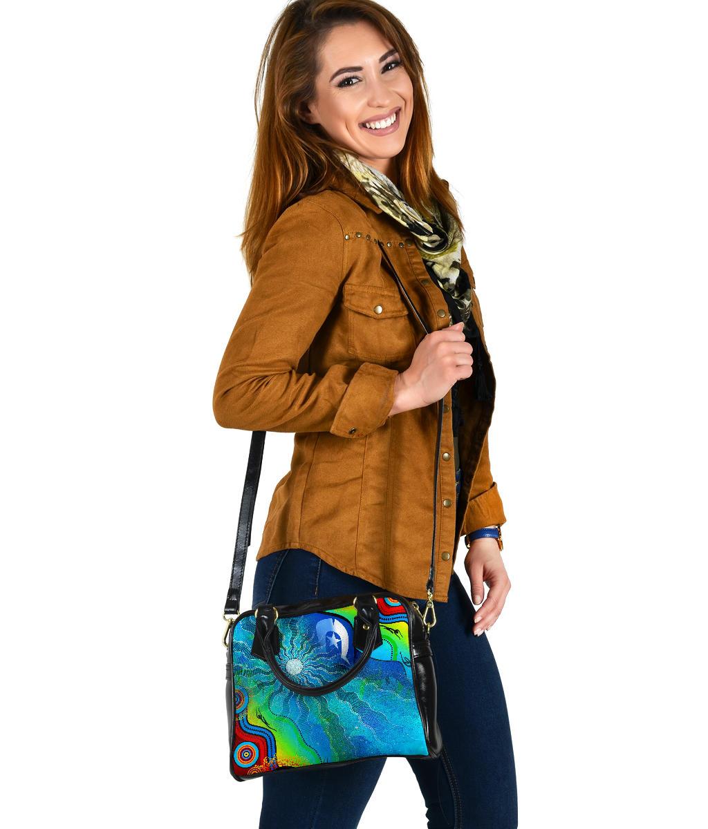 Shoulder Handbag - Torres Strait Islanders Flag with Aboriginal Patterns Bag - Vibe Hoodie Shop