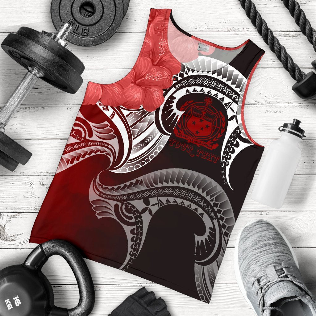 Samoa Custom Personalised Men's Tank Top - Samoa Seal Wave Style (Red) - Vibe Hoodie Shop