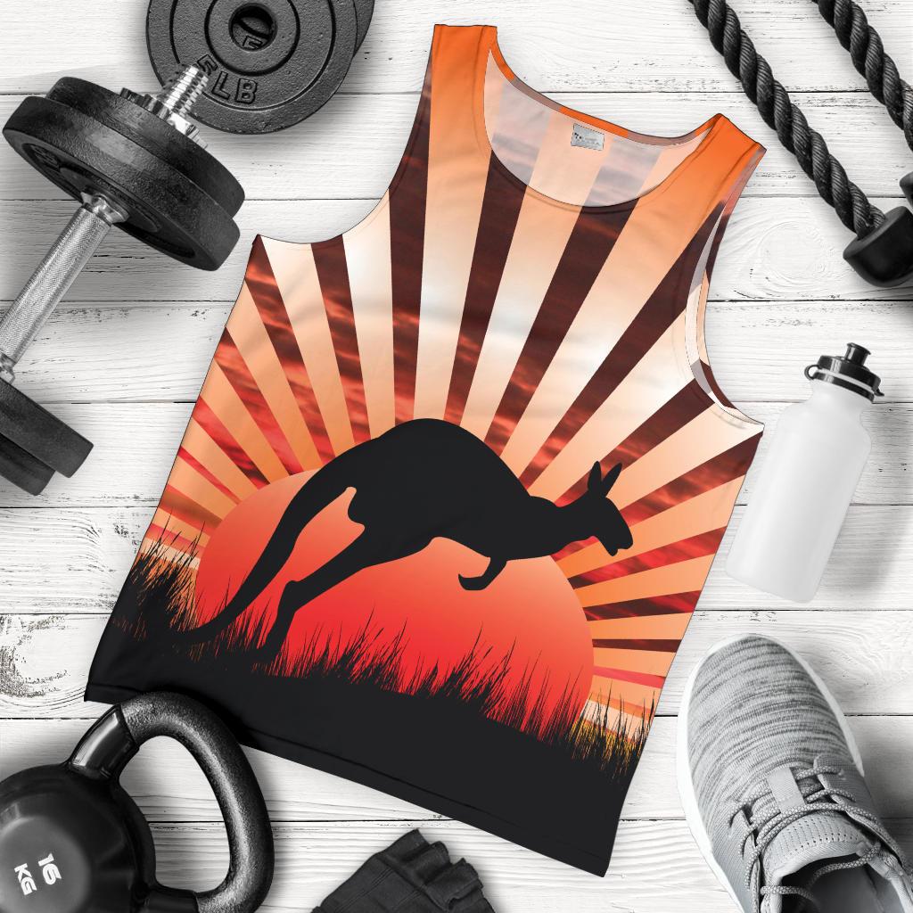 Men Tank Top - Kangaroo Mens Tank Sunset Ver03 - Vibe Hoodie Shop