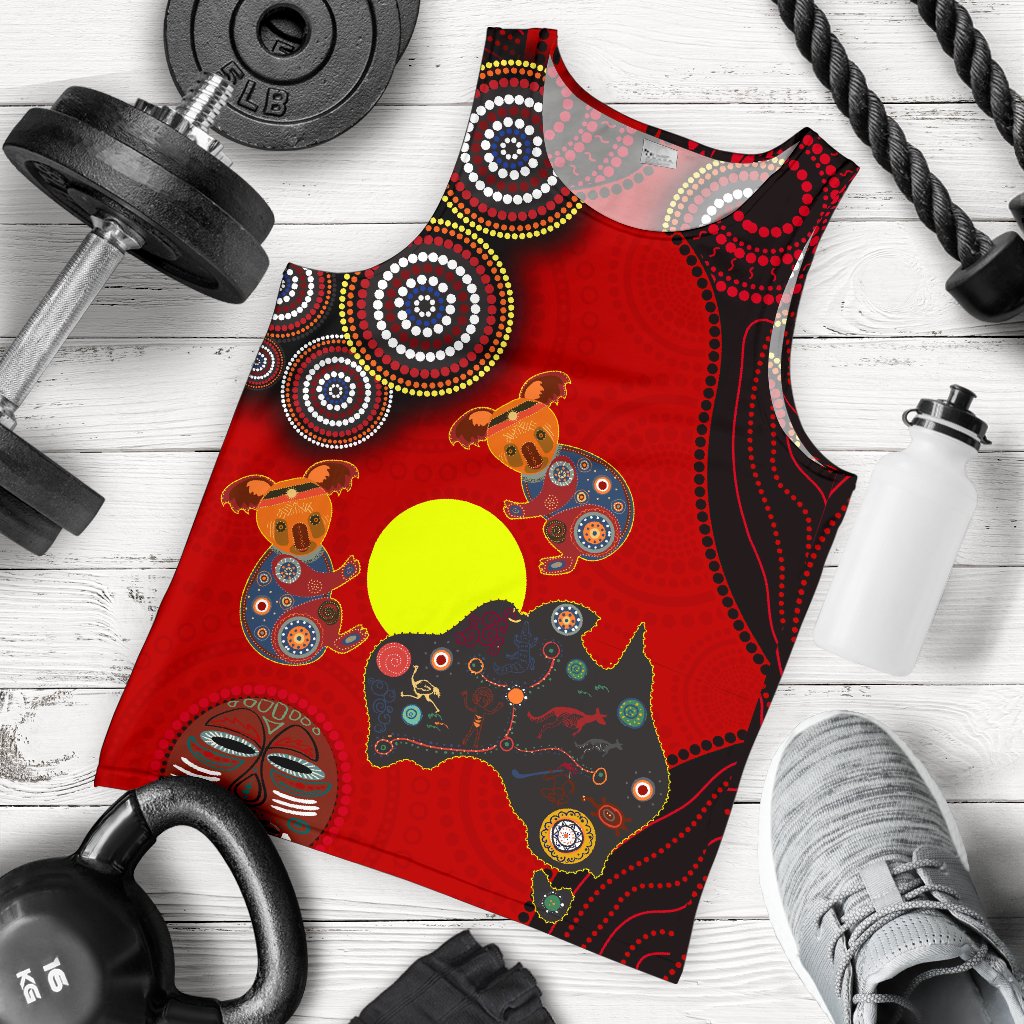 VibeHoodie Aboriginal Men's Tank Top, Animal Dot Painting - Vibe Hoodie Shop