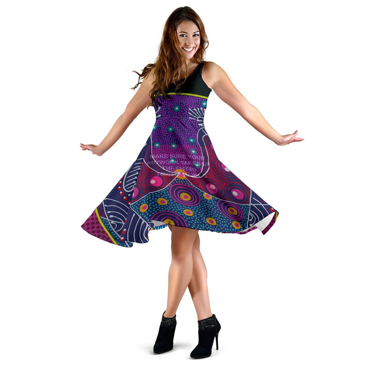 midi-dress-aboriginal-sublimation-dot-pattern-style-violet