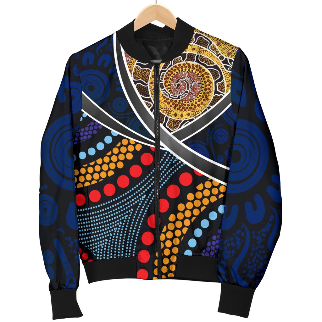 Aboriginal Bomber Jacket - Aboriginal Dot Panting Art With Snake - Vibe Hoodie Shop