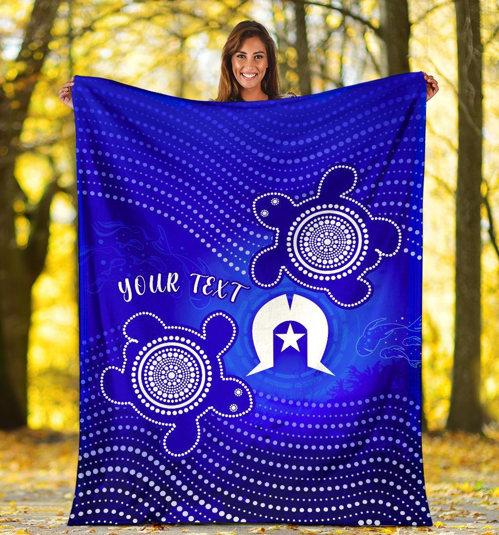 Custom Torres Strait Islanders Premium Blanket - Torres Symbol With Indigenous Turtle - Vibe Hoodie Shop