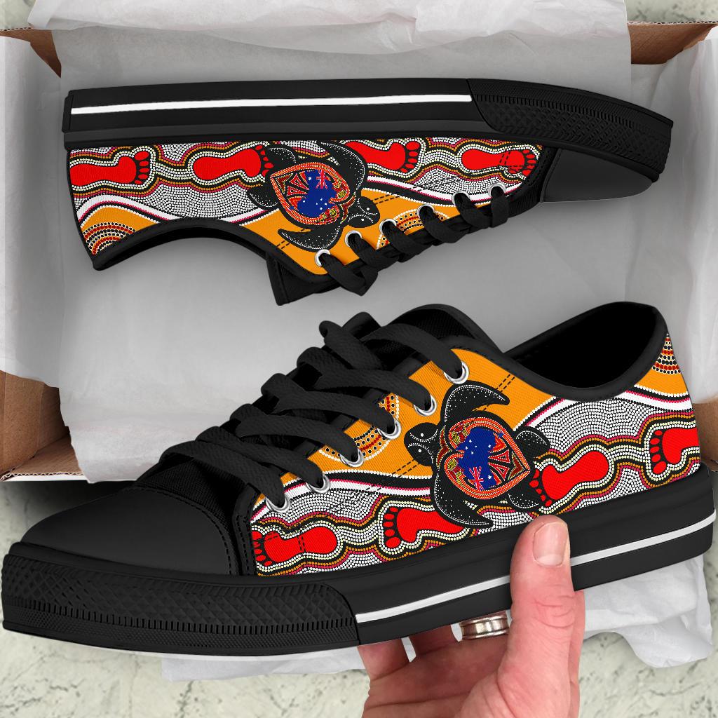 Canvas Shoes - Aboriginal Patterns Shoes Turtle - Low Top - Vibe Hoodie Shop