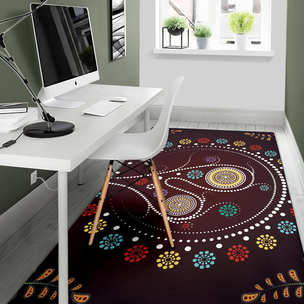 Area Rug - Aboriginal Dot Painting Rug Tree - Vibe Hoodie Shop