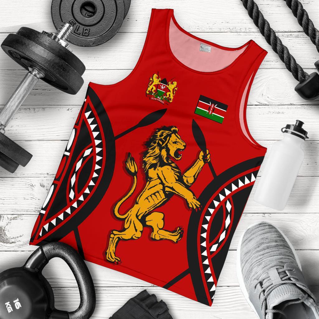 Kenya Rugby Lion Men Tank Top Maasai Shield - Vibe Hoodie Shop