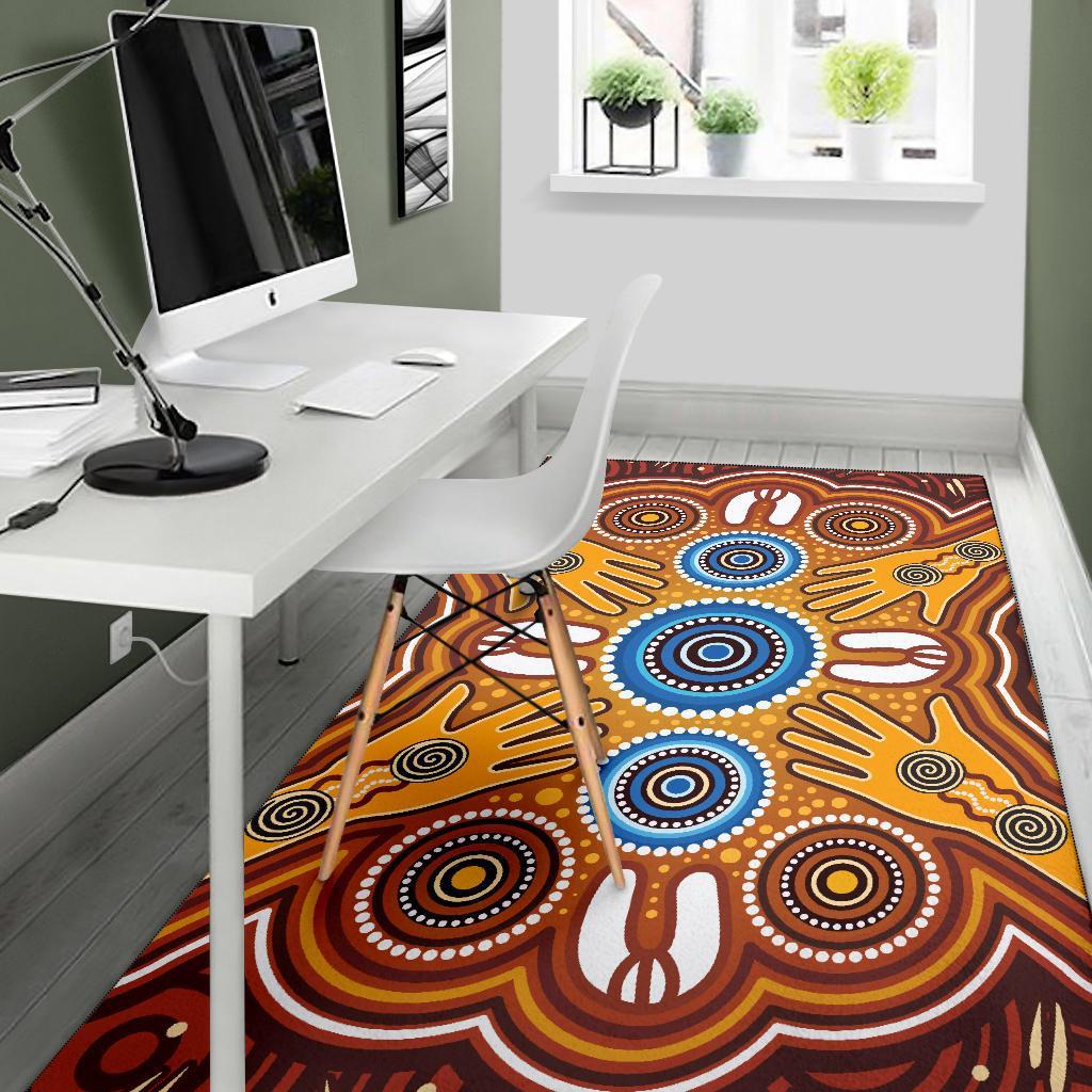 Aboriginal Area Rug - Indegenous Dot Painting Art - Vibe Hoodie Shop