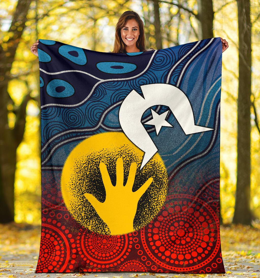 Aboriginal Premium Blanket - Aboriginal and Torres Strait Islanders Flag - Vibe Hoodie Shop