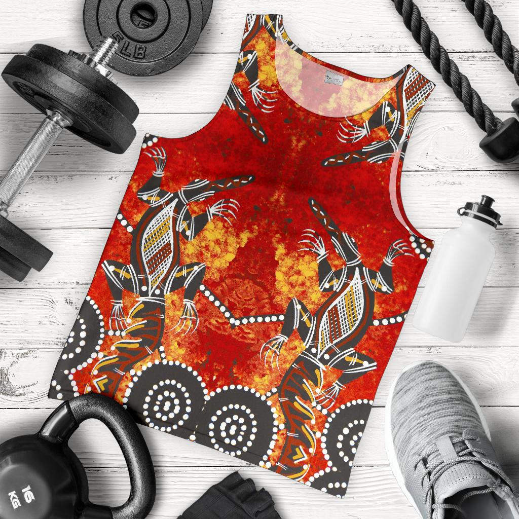 Men's Tank Top - Aboriginal Crocodile Dot painting - Vibe Hoodie Shop