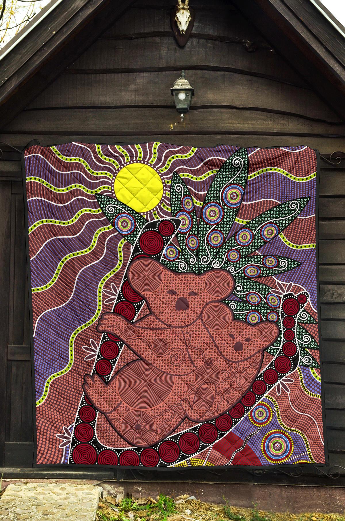 Premium Quilts - Koala Coverlets Aboriginal Pattern - Vibe Hoodie Shop
