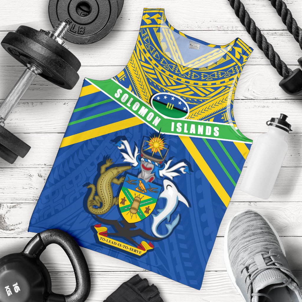 Solomon Islands Men Tank Top Simple Coat Of Arms Rugby - Vibe Hoodie Shop