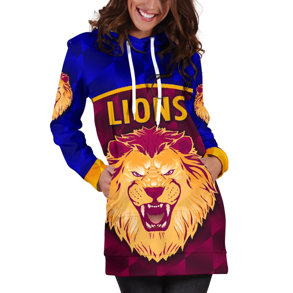 Brisbane Lions Women Hoodie Dress Powerful - Vibe Hoodie Shop