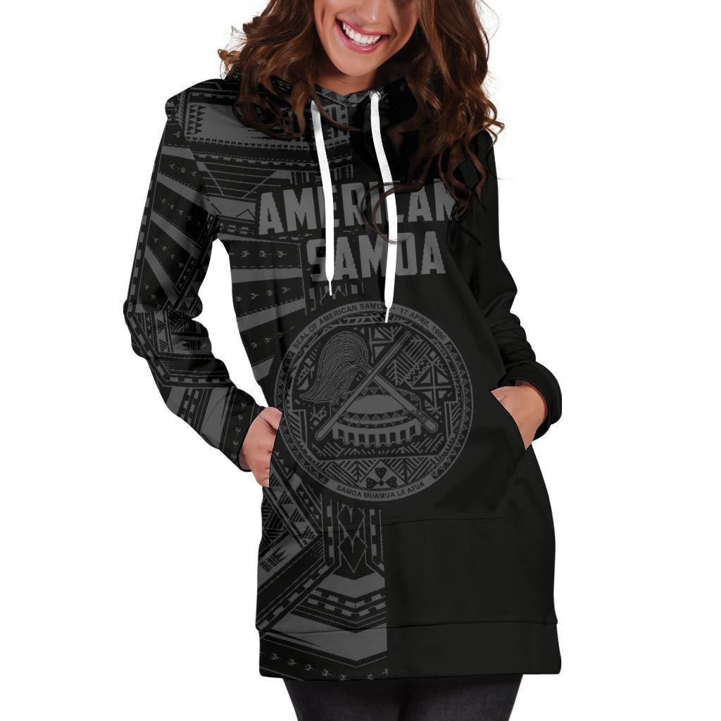 American Samoa Women's Hoodie Dress - Half Style (Gray) - Vibe Hoodie Shop