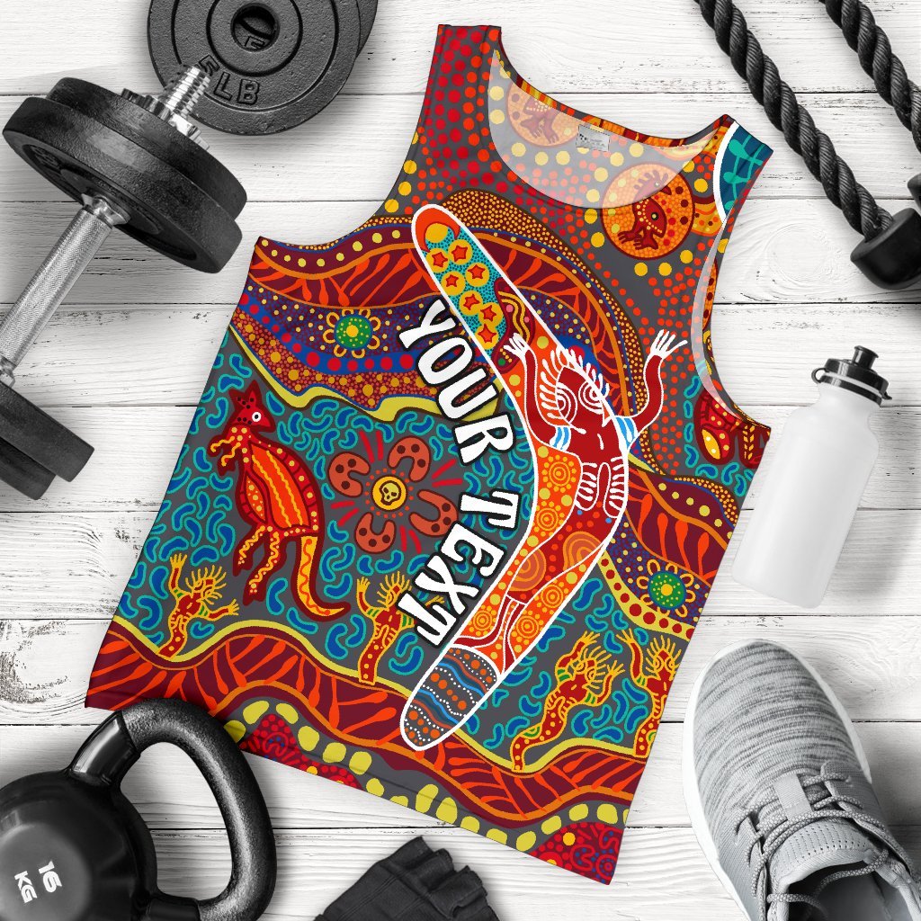 Aboriginal Personalised Men's Tank Top - Indigenous Boomerang - Vibe Hoodie Shop