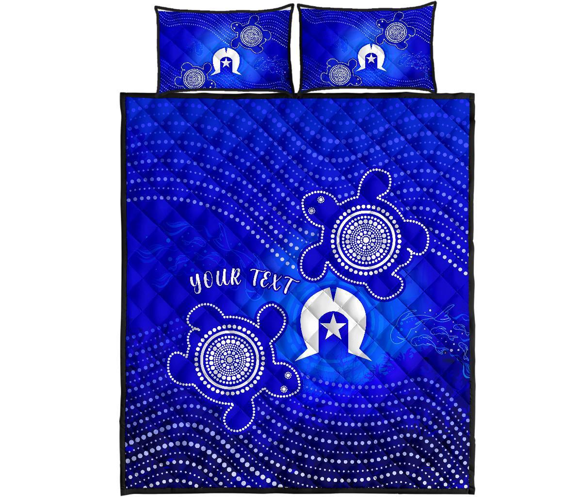 Custom Torres Strait Islanders Quilt Bed Sets - Torres Symbol With Indigenous Turtle - Vibe Hoodie Shop