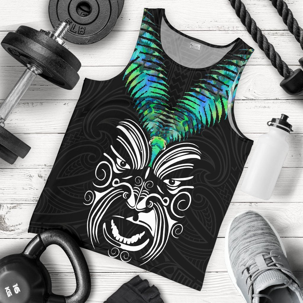 New Zealand Maori Moko Men's Tank Top Paua Shell - Vibe Hoodie Shop