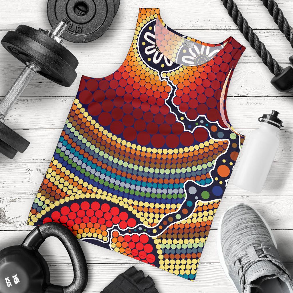 Men Tank Top - Aboriginal Dot Painting Mens Tank Ver11 - Vibe Hoodie Shop