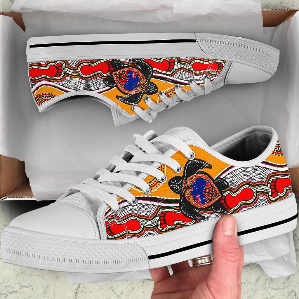 Canvas Shoes - Aboriginal Patterns Shoes Turtle - Low Top - Vibe Hoodie Shop